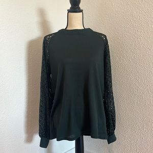 Long-Sleeve Blouse with Lace-like Sleeve